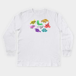 Origami Watercolor Dinosaurs Kids Long Sleeve T-Shirt